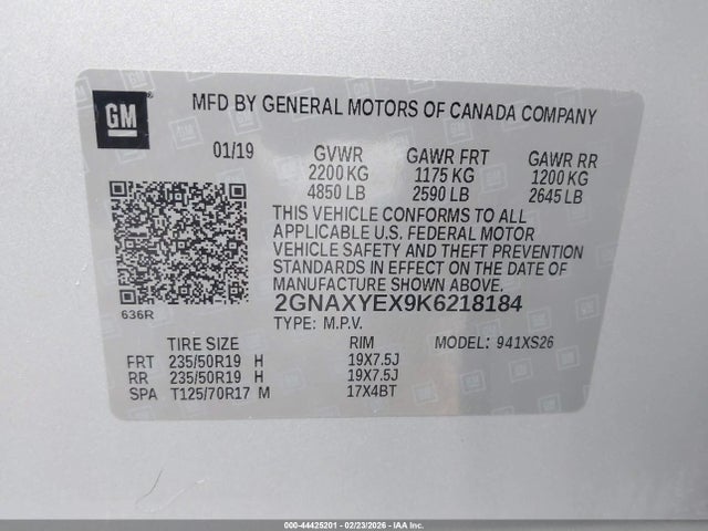 Chevrolet Equinox Premier 2019 2GNAXYEX9K6218184 Image 9