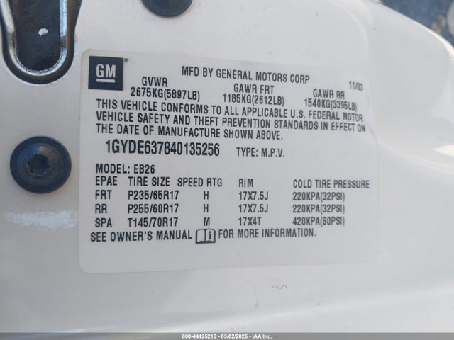 2004 CADILLAC SRX 1GYDE637840135256 Photo 8