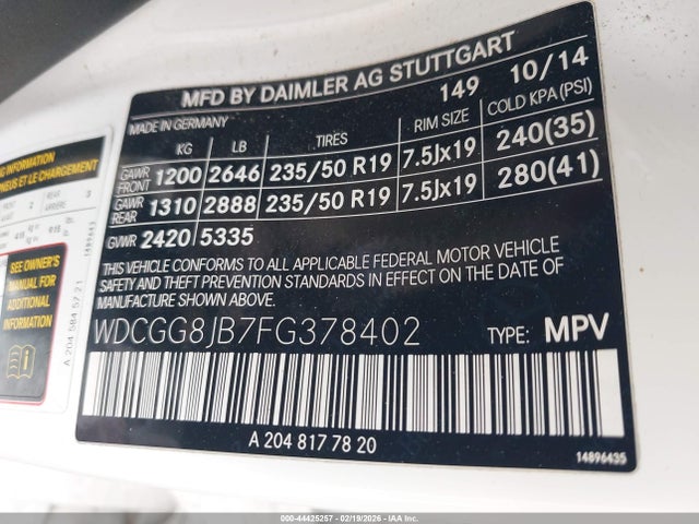 2015 Mercedes-benz Glk 350 4matic მანქანა იყიდება აუქციონზე, vin: WDCGG8JB7FG378402, აუქციონის ნომერი: 44425257