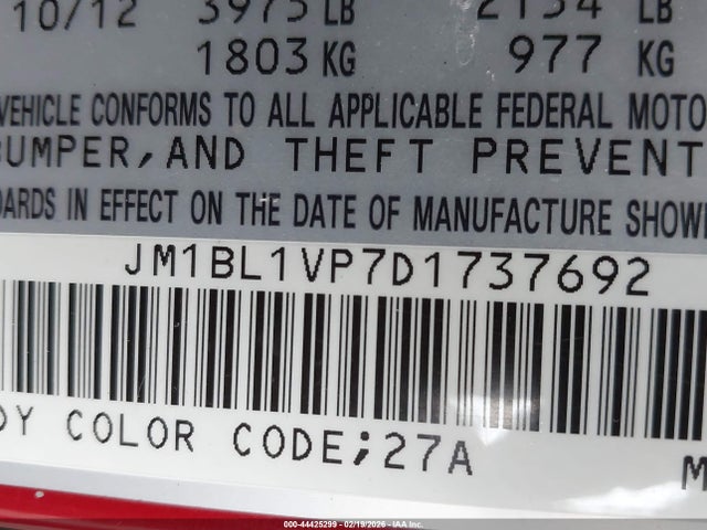 44425299 :رقم المزاد ، JM1BL1VP7D1737692 vin ، 2013 Mazda Mazda3 I Touring مزاد بيع