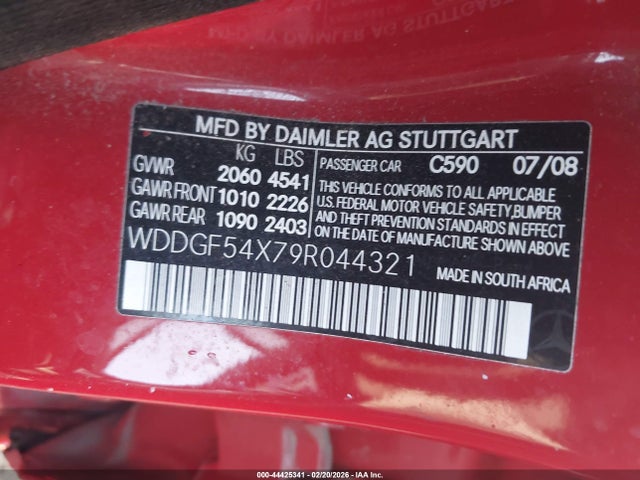 Продаж на аукціоні авто 2009 Mercedes-benz C 300 Sport, vin: WDDGF54X79R044321, номер лоту: 44425341