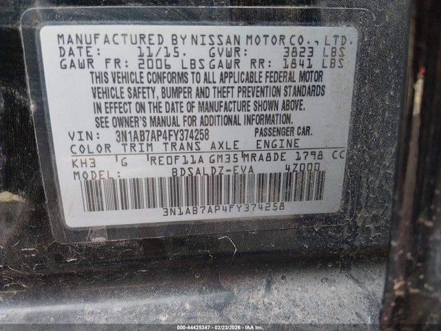 3N1AB7AP4FY374258 Nissan SENTRA SV