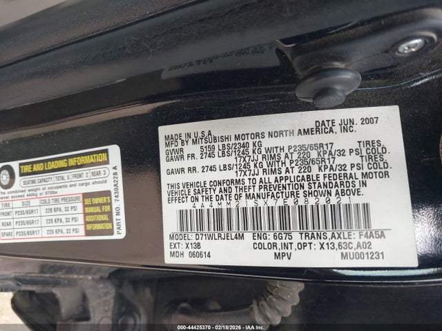2007 MITSUBISHI ENDEAVOR 4A4MM21SX7E082021 Photo 8