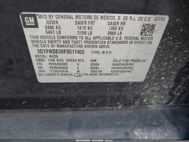 2015 CADILLAC SRX 3GYFNDE38FS517452 Photo 8