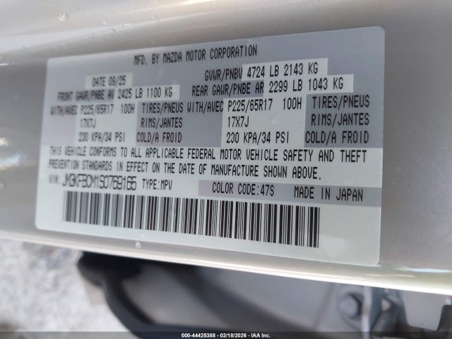 Aukcja sprzedaży 2025 Mazda Cx-5 2.5 S Preferred, vin: JM3KFBCM1S0769165, numer aukcji: 44425388