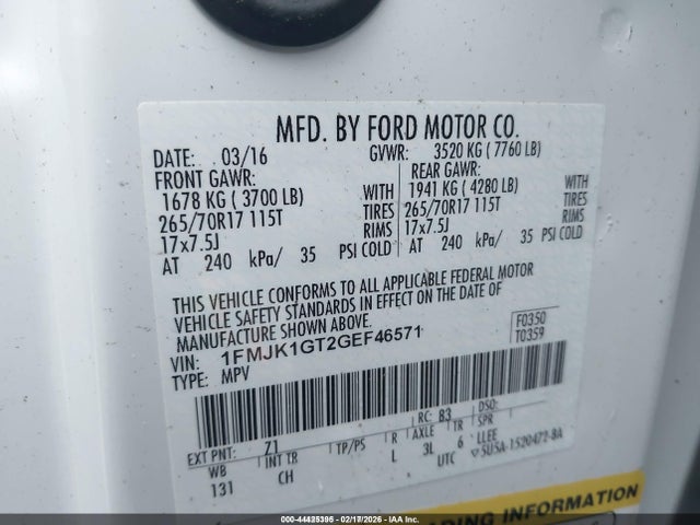 1FMJK1GT2GEF46571 Ford Expedition El Xl