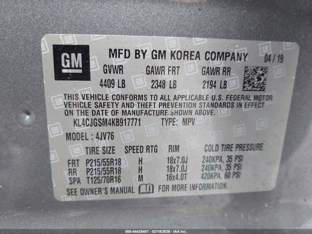 Aukcja sprzedaży 2019 Buick Encore Awd Essence, vin: KL4CJGSM4KB917771, numer aukcji: 44425407