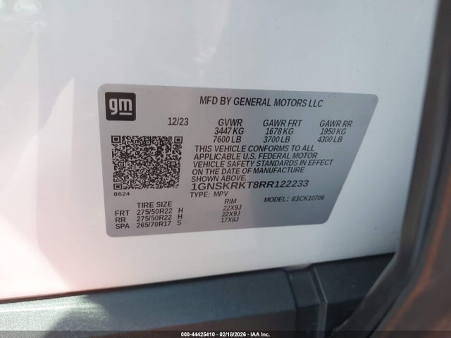 1GNSKRKT8RR122233 Chevrolet Tahoe 4wd Rst