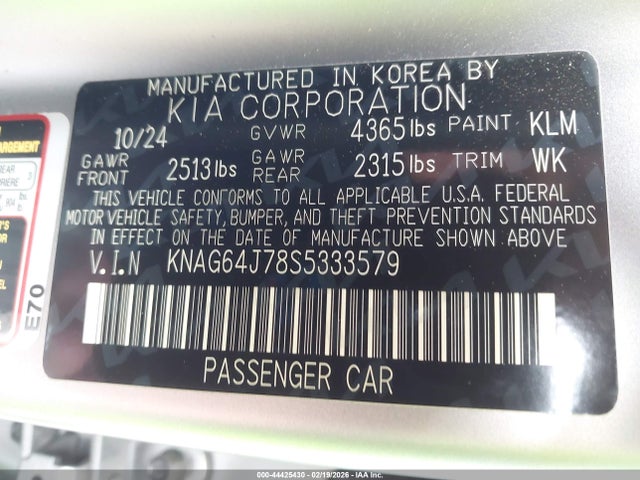 KIA K5 Gt-line 2025 KNAG64J78S5333579 Image 9