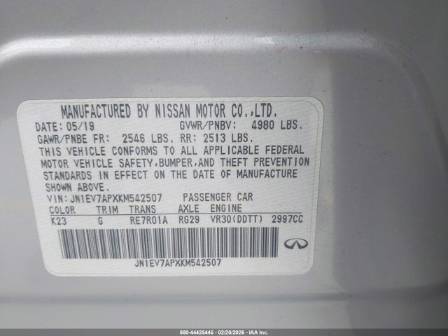 2019 INFINITI Q50 JN1EV7APXKM542507 Photo 8