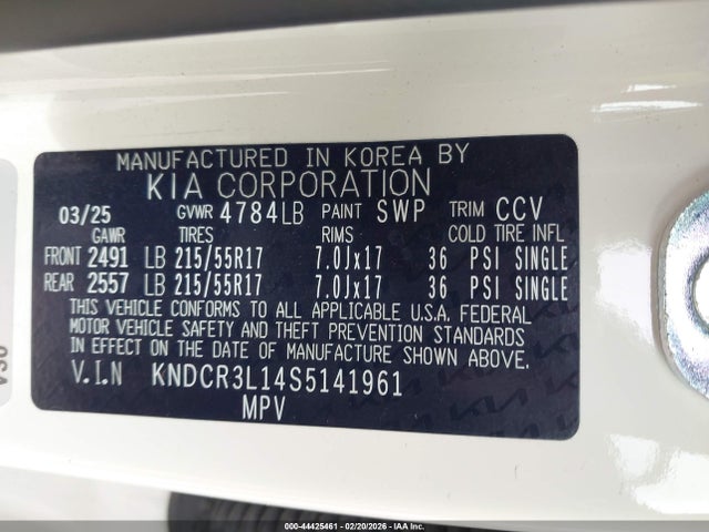 KNDCR3L14S5141961 KIA Niro Ev Wind