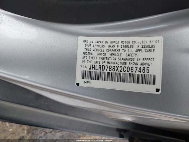 2002 HONDA CR-V JHLRD788X2C067465 Photo 8