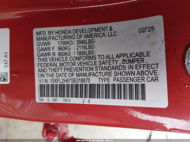 19XFL2H87SE018870 Honda Civic Sedan Sport
