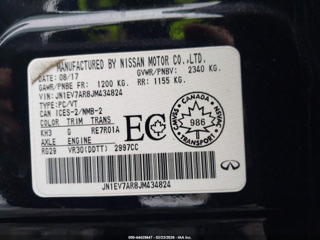 Aukcja sprzedaży 2018 Infiniti Q50 3.0t Luxe/3.0t Sport, vin: JN1EV7AR8JM434824, numer aukcji: 44425647
