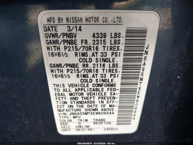 Nissan Rogue Select S 2014 JN8AS5MTXEW608844 Image 9