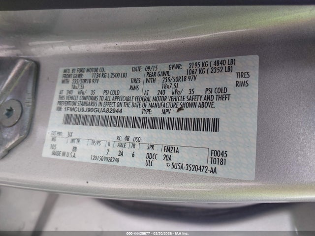 2016 FORD ESCAPE 1FMCU9J90GUA82944 Photo 8