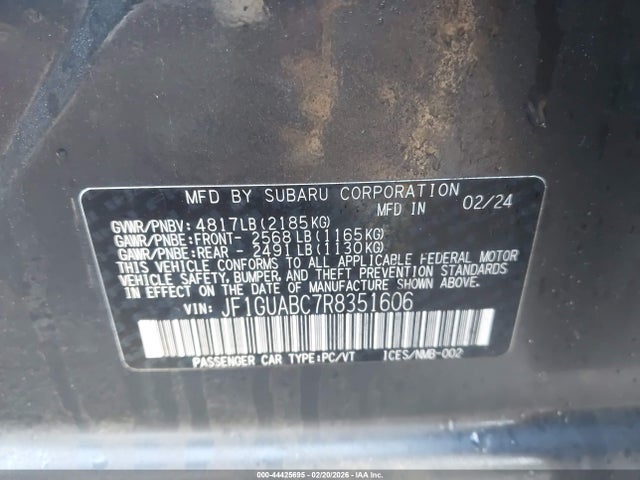 2024 Subaru Impreza Base 5-door მანქანა იყიდება აუქციონზე, vin: JF1GUABC7R8351606, აუქციონის ნომერი: 44425695