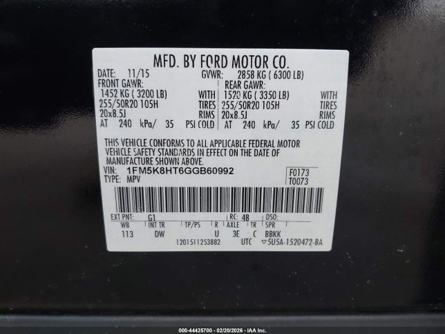 Ford Explorer Platinum 2016 1FM5K8HT6GGB60992 Image 9