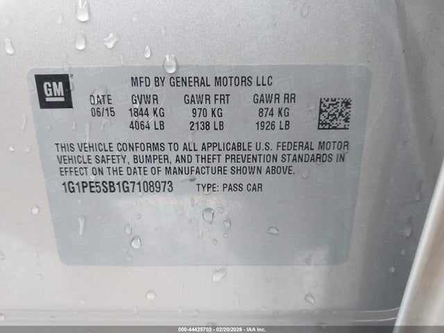 1G1PE5SB1G7108973 Chevrolet Cruze Limited 1lt Auto