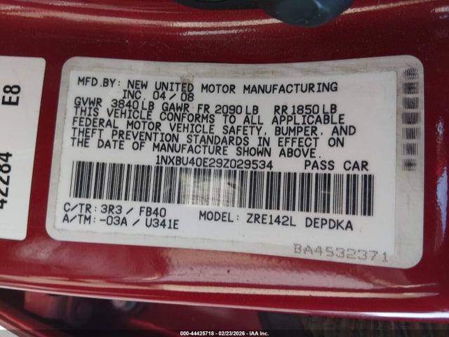 2009 TOYOTA COROLLA 1NXBU40E29Z029534 Photo 8