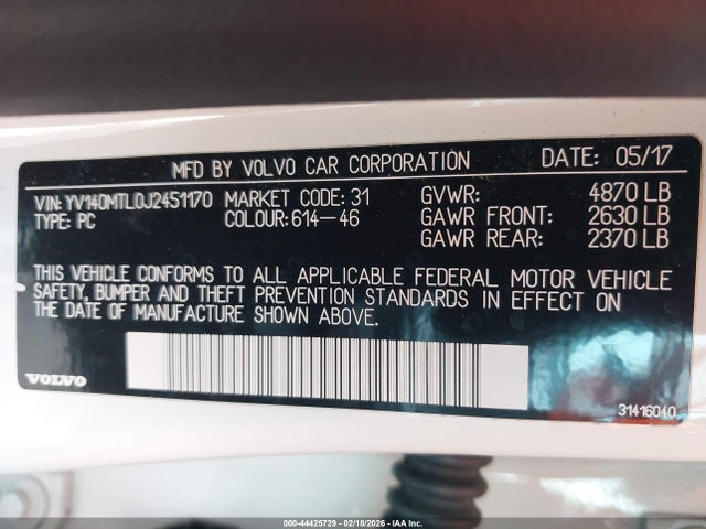 2018 VOLVO S60 YV140MTL0J2451170 Photo 8