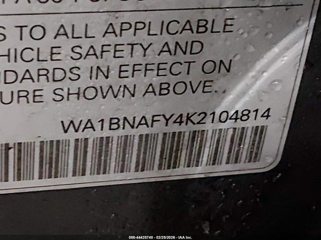 44425740 :رقم المزاد ، WA1BNAFY4K2104814 vin ، 2019 Audi Q5 45 Premium مزاد بيع