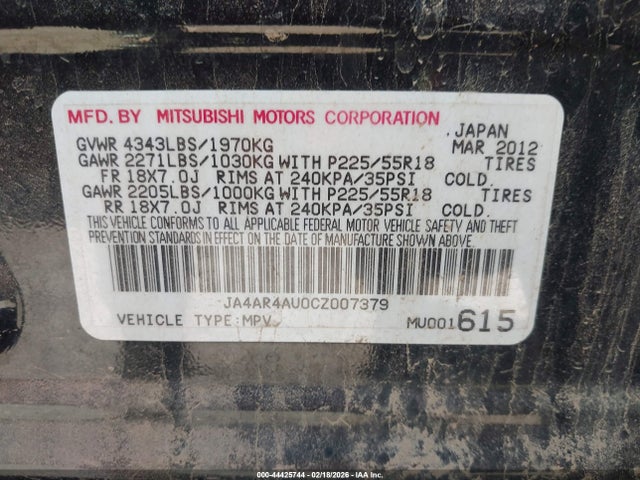 2012 MITSUBISHI OUTLANDER SPORT JA4AR4AU0CZ007379 Photo 8