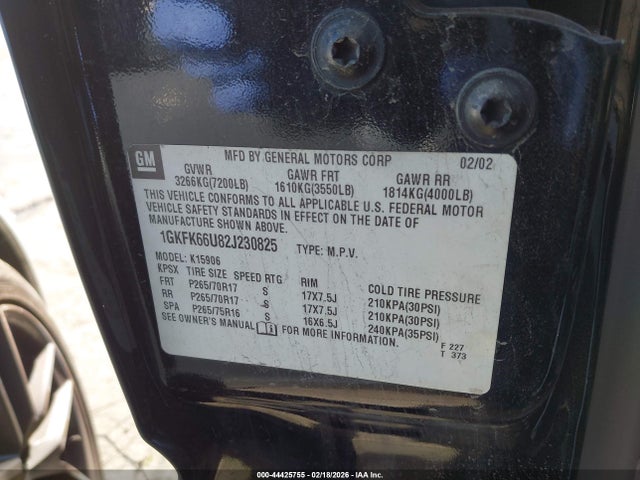 Aukcja sprzedaży 2002 Gmc Yukon Xl 1500 Denali, vin: 1GKFK66U82J230825, numer aukcji: 44425755