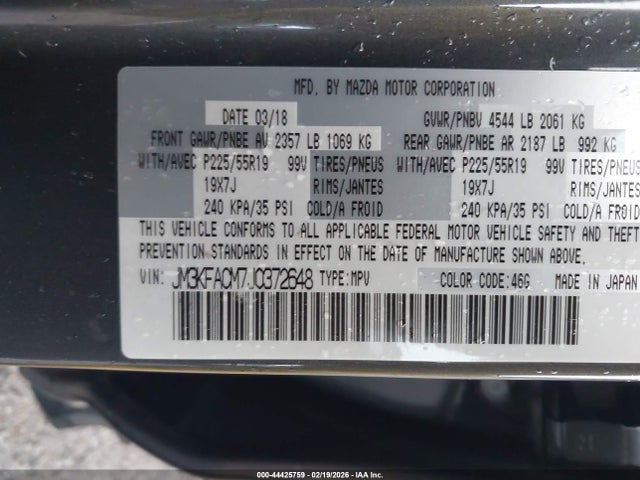 JM3KFACM7J0372648 Mazda Cx-5 Touring