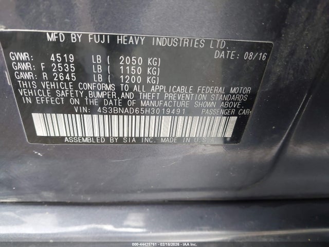 4S3BNAD65H3019491 Subaru Legacy 2.5i Premium