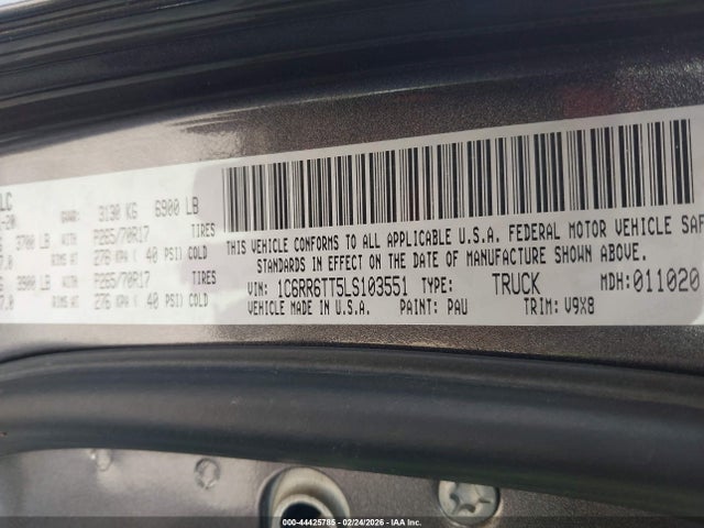 Продажа на аукционе авто 2020 Ram 1500 Classic Slt  4x2 6'4 Box, vin: 1C6RR6TT5LS103551, номер лота: 44425785