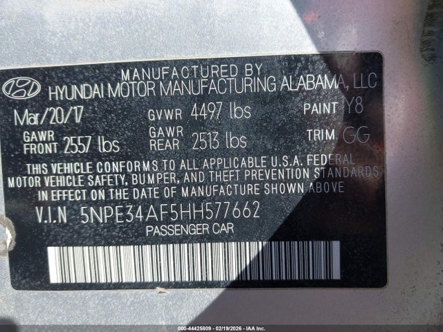 Hyundai Sonata Sport 2017 5NPE34AF5HH577662 Image 9