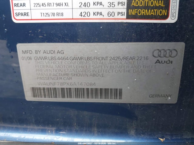 2006 AUDI A3 WAUNF78PX6A147084 Photo 8