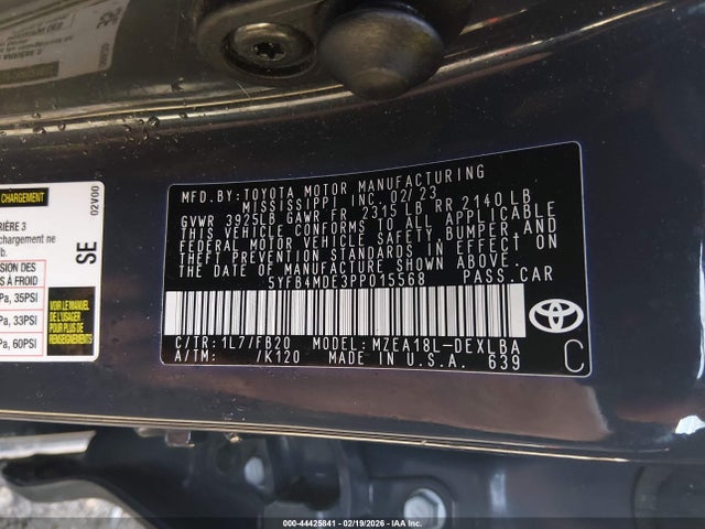 2023 TOYOTA COROLLA 5YFB4MDE3PP015568 Photo 8