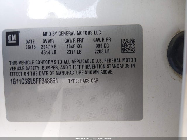 2015 CHEVROLET MALIBU 1G11C5SL5FF348861 Photo 8