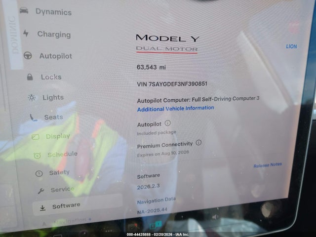 7SAYGDEF3NF390851 Tesla Model Y