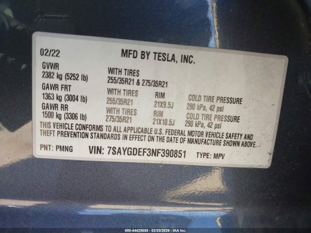 2022 TESLA MODEL Y 7SAYGDEF3NF390851 Photo 8