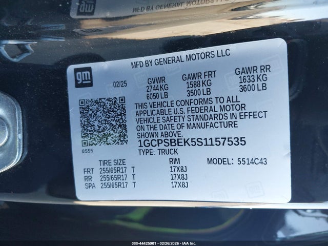 1GCPSBEK5S1157535 Chevrolet Colorado 2wd Wt
