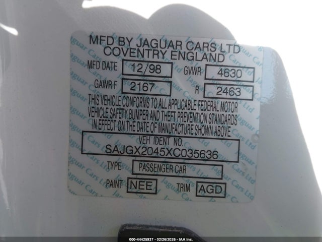 1999 JAGUAR XK8 SAJGX2045XC035636 Photo 8