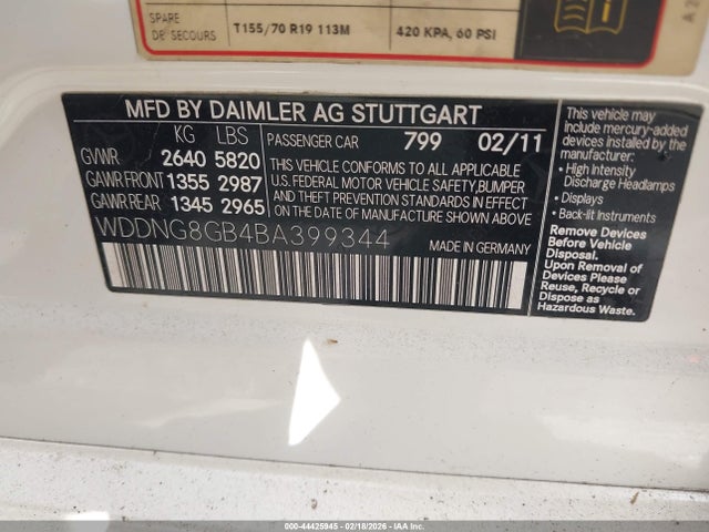 2011 MERCEDES-BENZ S 550 WDDNG8GB4BA399344 Photo 8