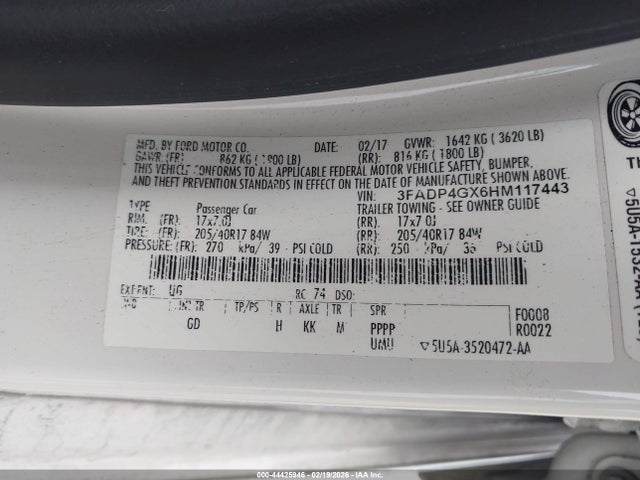 2017 FORD FIESTA 3FADP4GX6HM117443 Photo 8