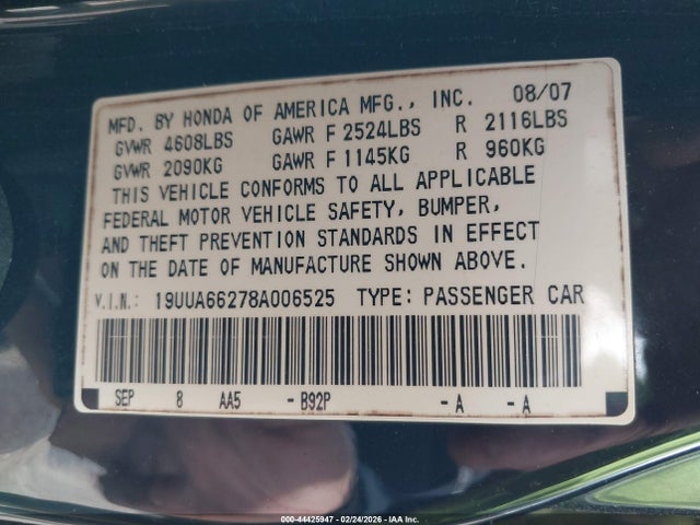 Продажа на аукционе авто 2008 Acura Tl 3.2, vin: 19UUA66278A006525, номер лота: 44425947