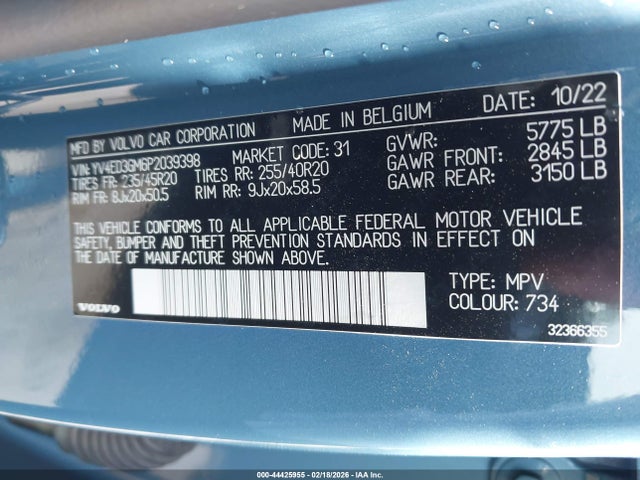 2023 VOLVO C40 RECHARGE PURE ELECTRIC YV4ED3GM6P2039398 Photo 8