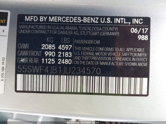 55SWF4JB1JU234570 Mercedes-Benz C 300