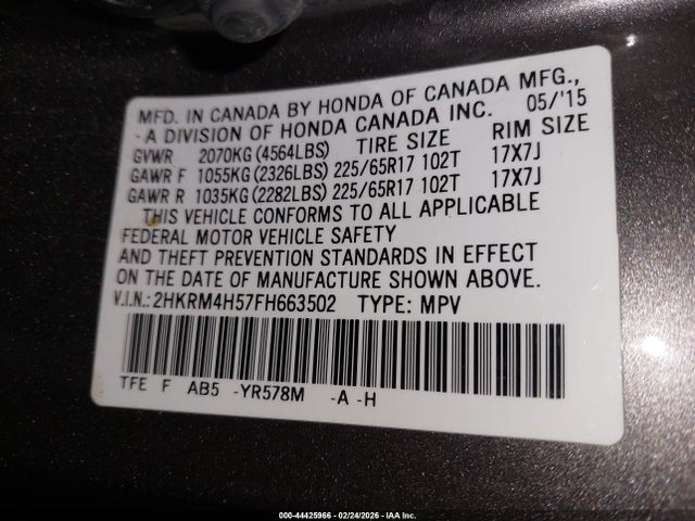 Honda CR-V EX 2015 2HKRM4H57FH663502 Image 9