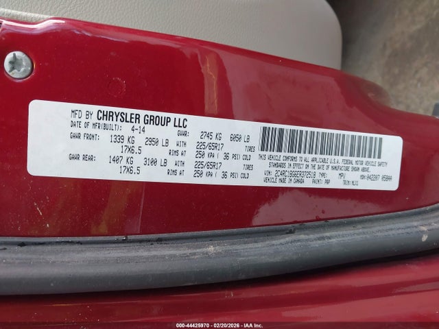 Продаж на аукціоні авто 2014 Chrysler Town & Country Touring, vin: 2C4RC1BG6ER372518, номер лоту: 44425970
