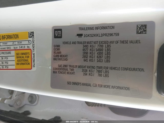 44425975 :رقم المزاد ، 1GKS2KKL3PR296759 vin ، 2023 Gmc Yukon Xl 4wd Denali Ultimate مزاد بيع
