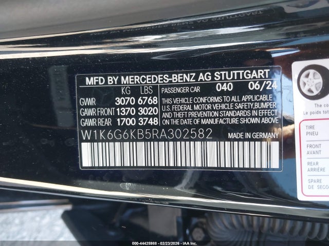 W1K6G6KB5RA302582 Mercedes-Benz S 580e 4matic