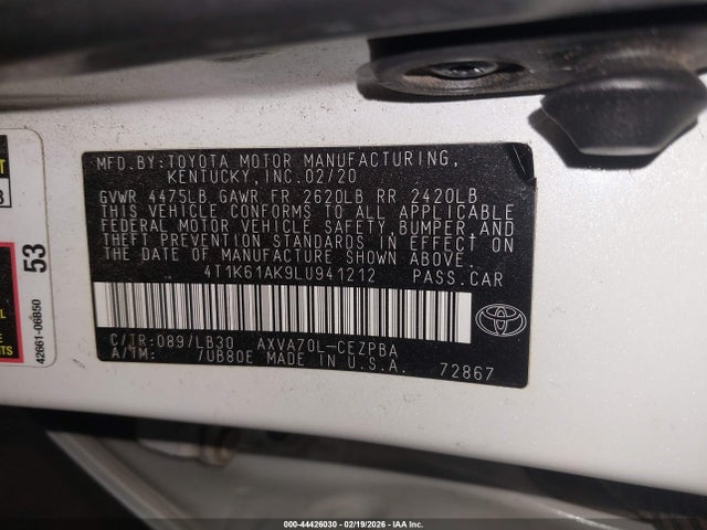 4T1K61AK9LU941212 Toyota CAMRY XSE