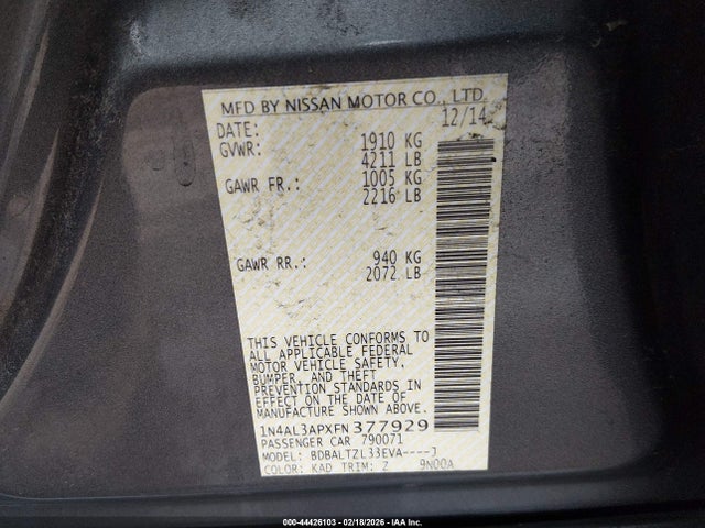 2015 NISSAN ALTIMA 1N4AL3APXFN377929 Photo 8